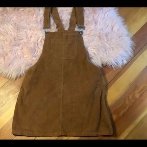 Brown Corduroy Overall Dress